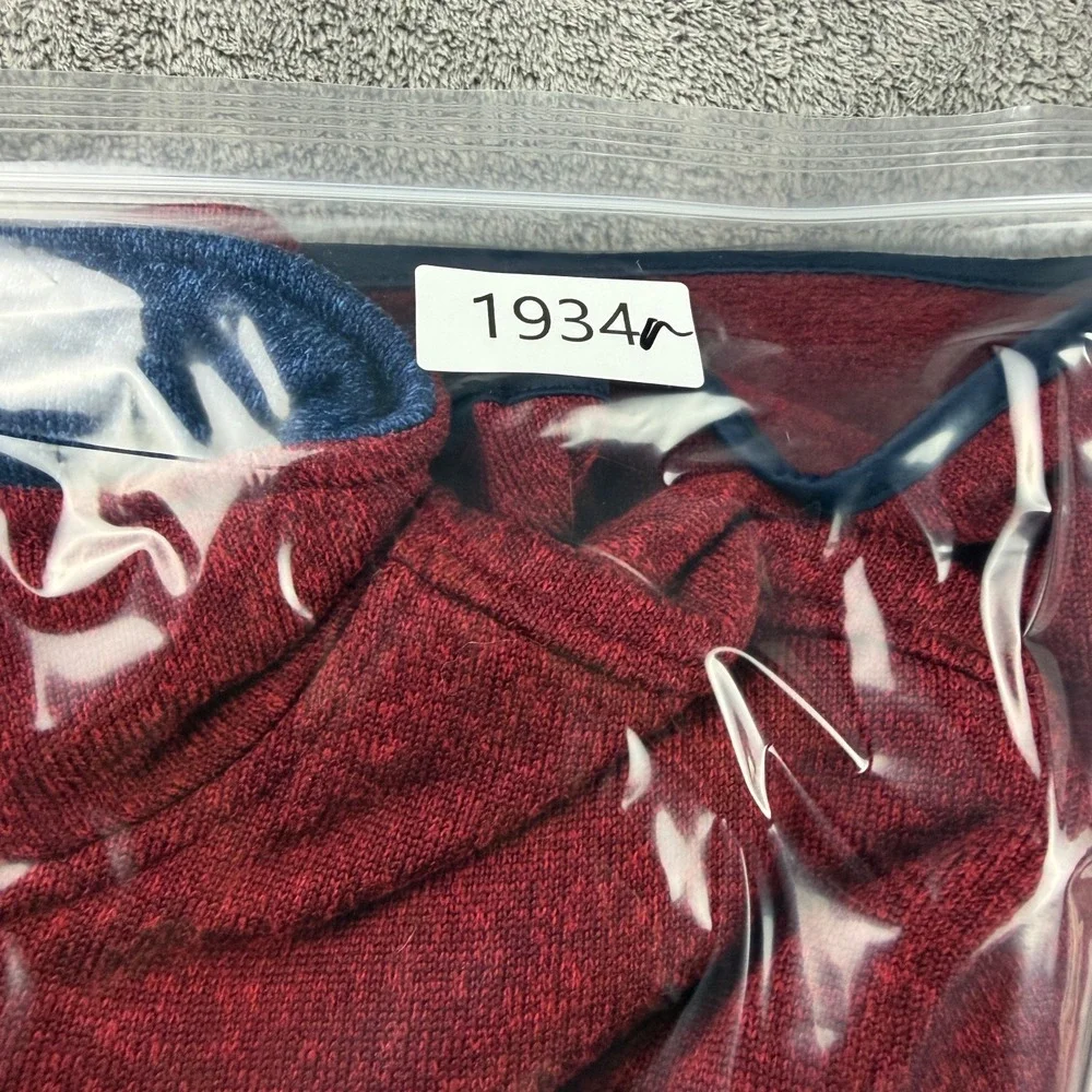 Nautica Sweatshirt 1/4 Zip Pullover Mens XL Red Logo Knit Long Sleeve‎ Mock Neck